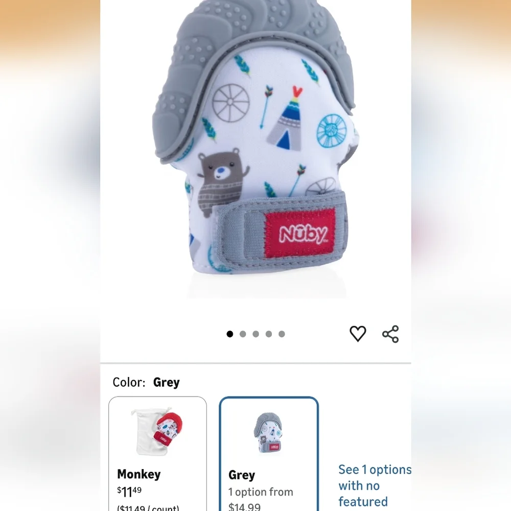 Baby Silicone Teething Mitts - Mint & Light Gray
